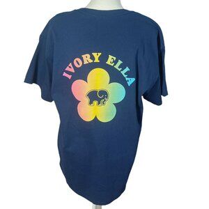 NWT Ivory Ella Daisy Navy Blue Tee Women's size L
